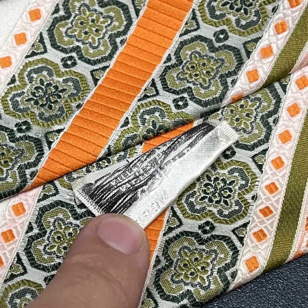 Vintage Cohen’s by DAMON Mens Necktie 1960s Orange Green White Textured, Texas